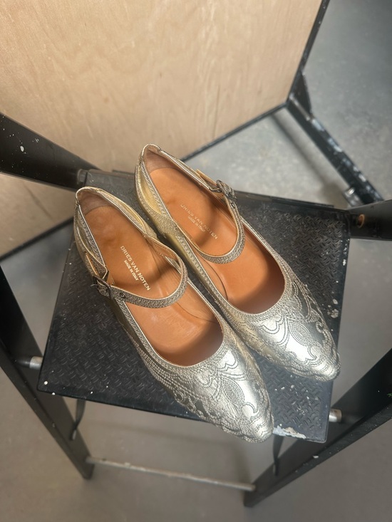 Dries Van Noten Metallic Gold Mary Jane Pumps
